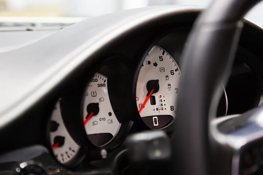 Car dashboard and steering wheel