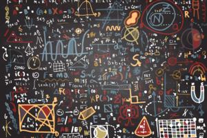 algebraic equations written on a blackboard