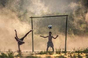 Children playing football