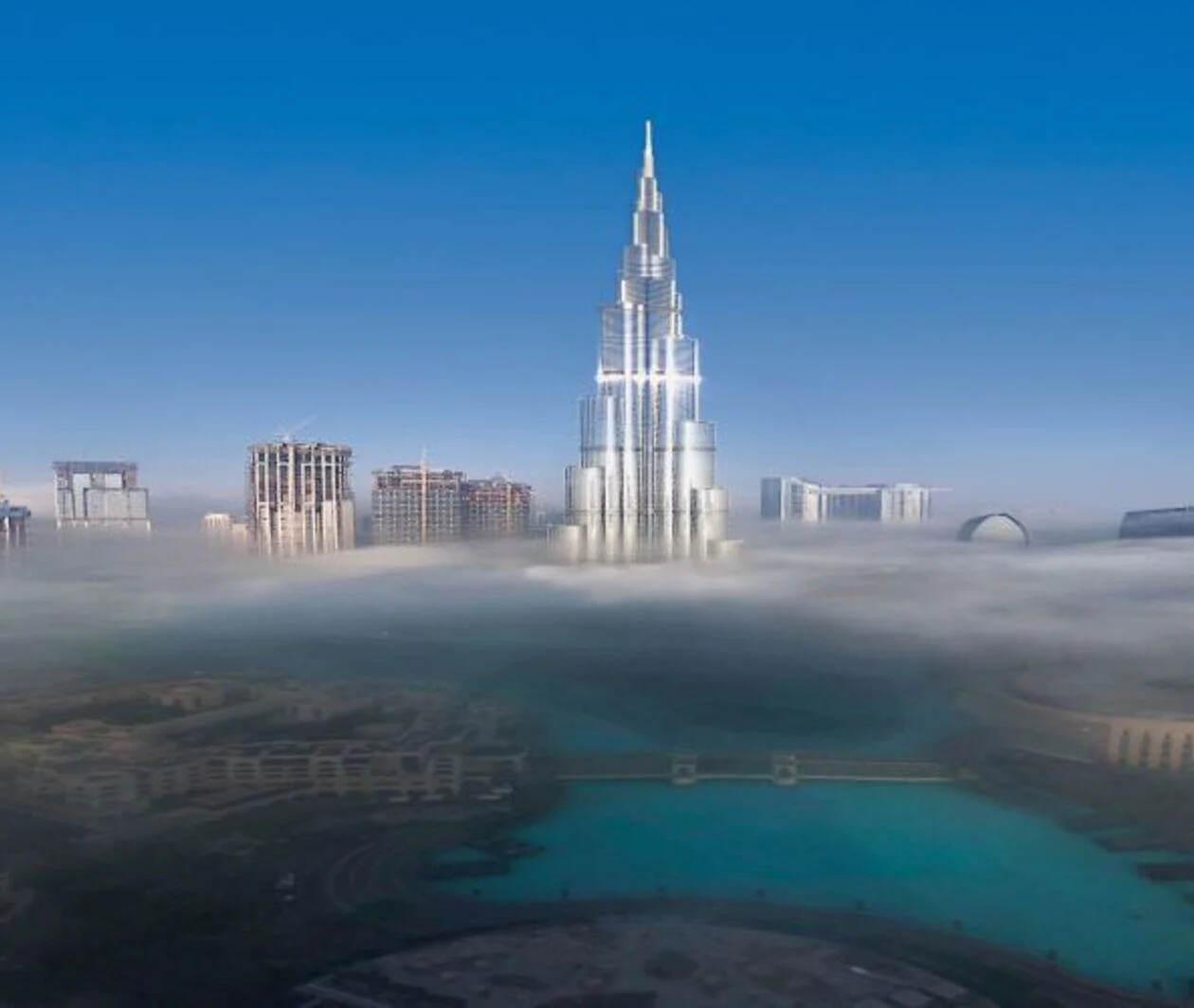 cloudy bird's eye view of Dubai