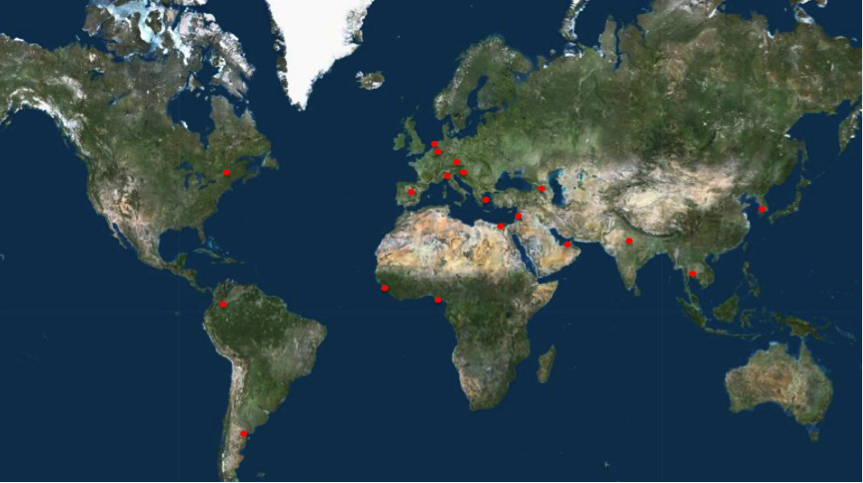 This map shows the location of World Book Capital Cities