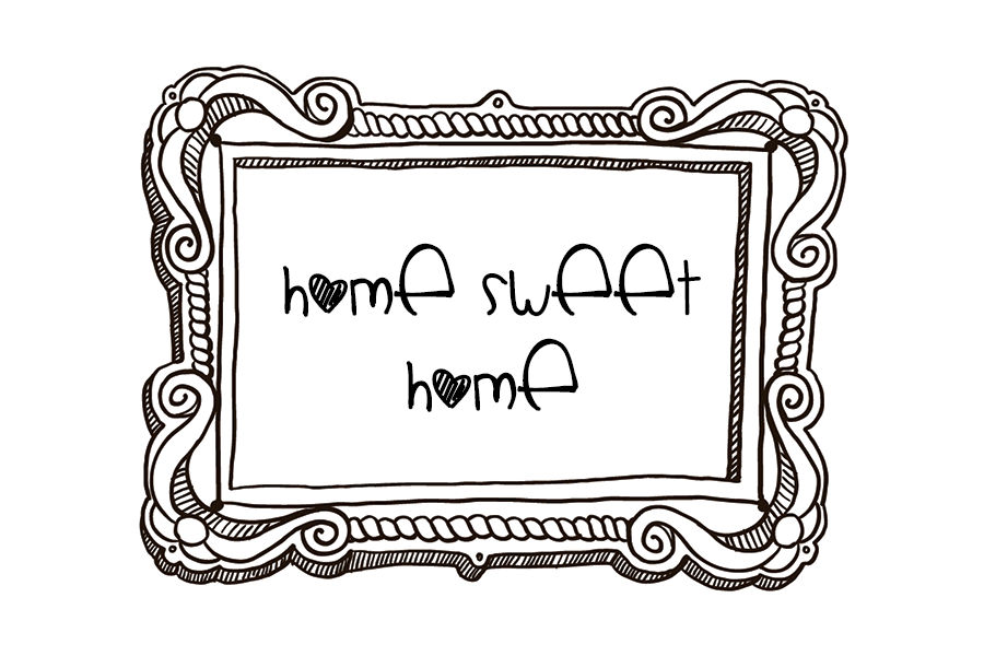 Picture frame with words 'Home Sweet Home'