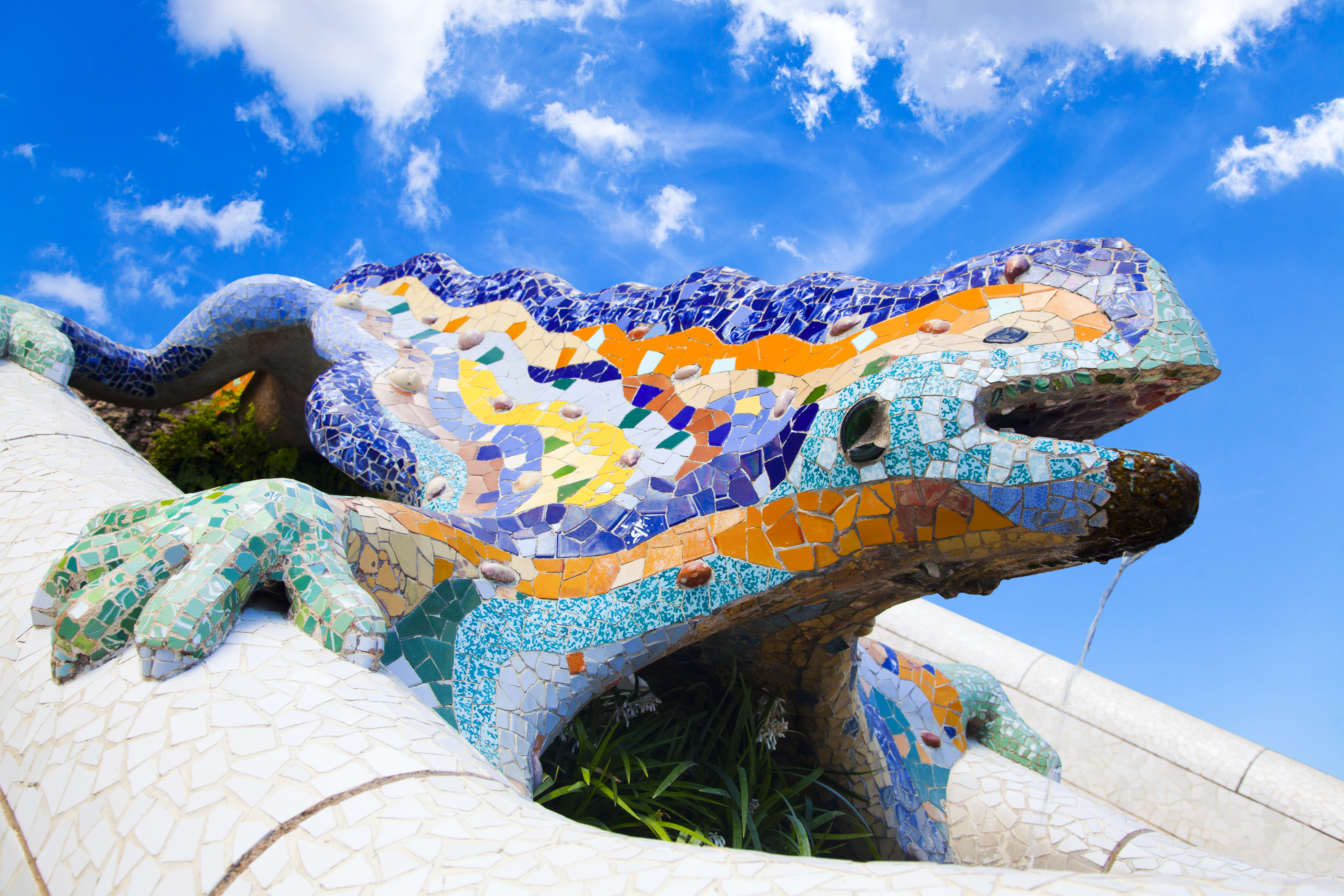 Parc Guell Lizard Fountain by Gaudi in Barcelona, Spain