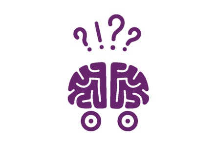 Brain with question marks above