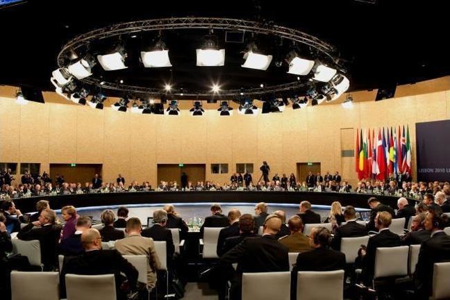 World leaders participate in the North Atlantic Council opening session on the first day of the Summit in Lisbon, Portugal, Nov. 19, 2010.