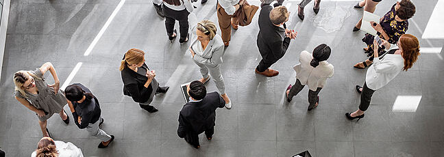 Group of office workers seen from above
