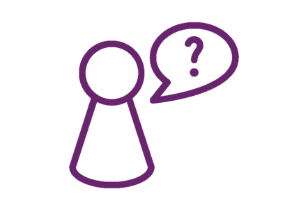 person with a question mark to the right