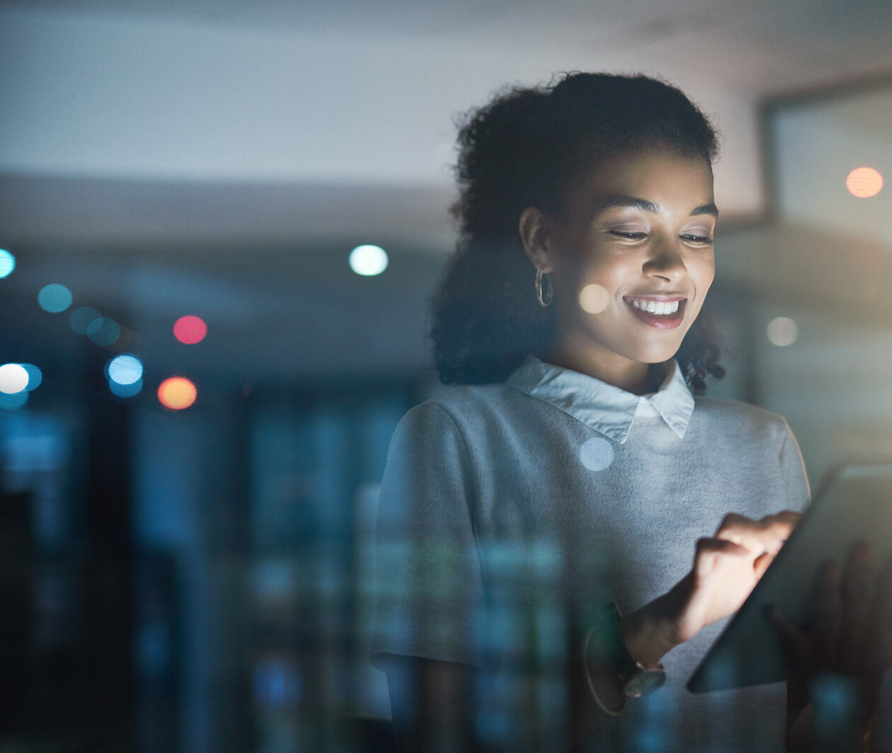 Girl looking at a tablet