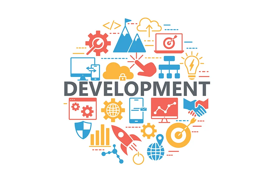 Infographic with elements of development depicted.