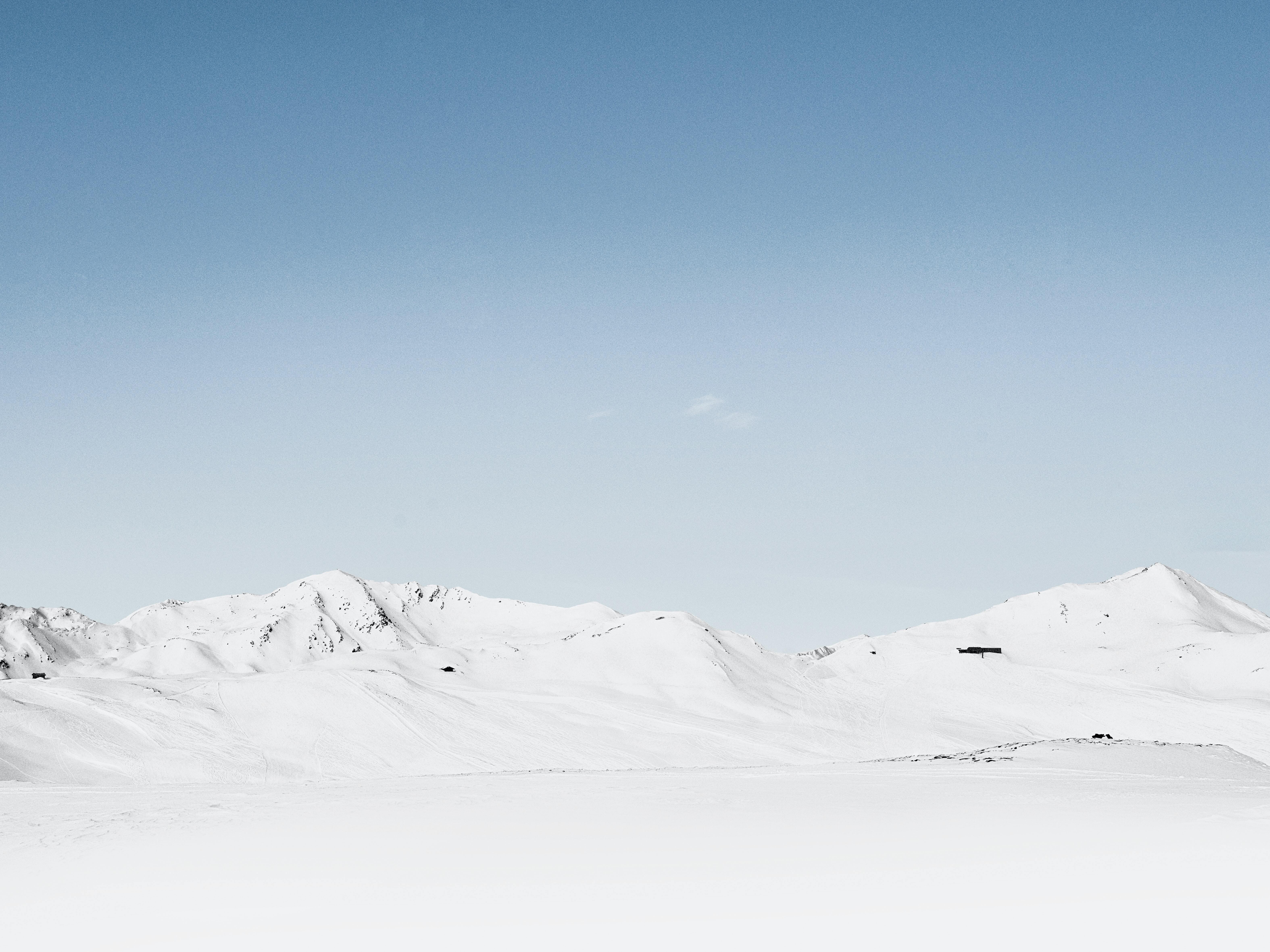 Snow on a mountain range