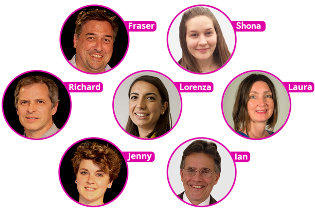 Members of the team Richard, Fraser, Jenny, Laura, Rachel, Patrick and Ian