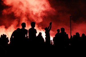 A crowd of protesters