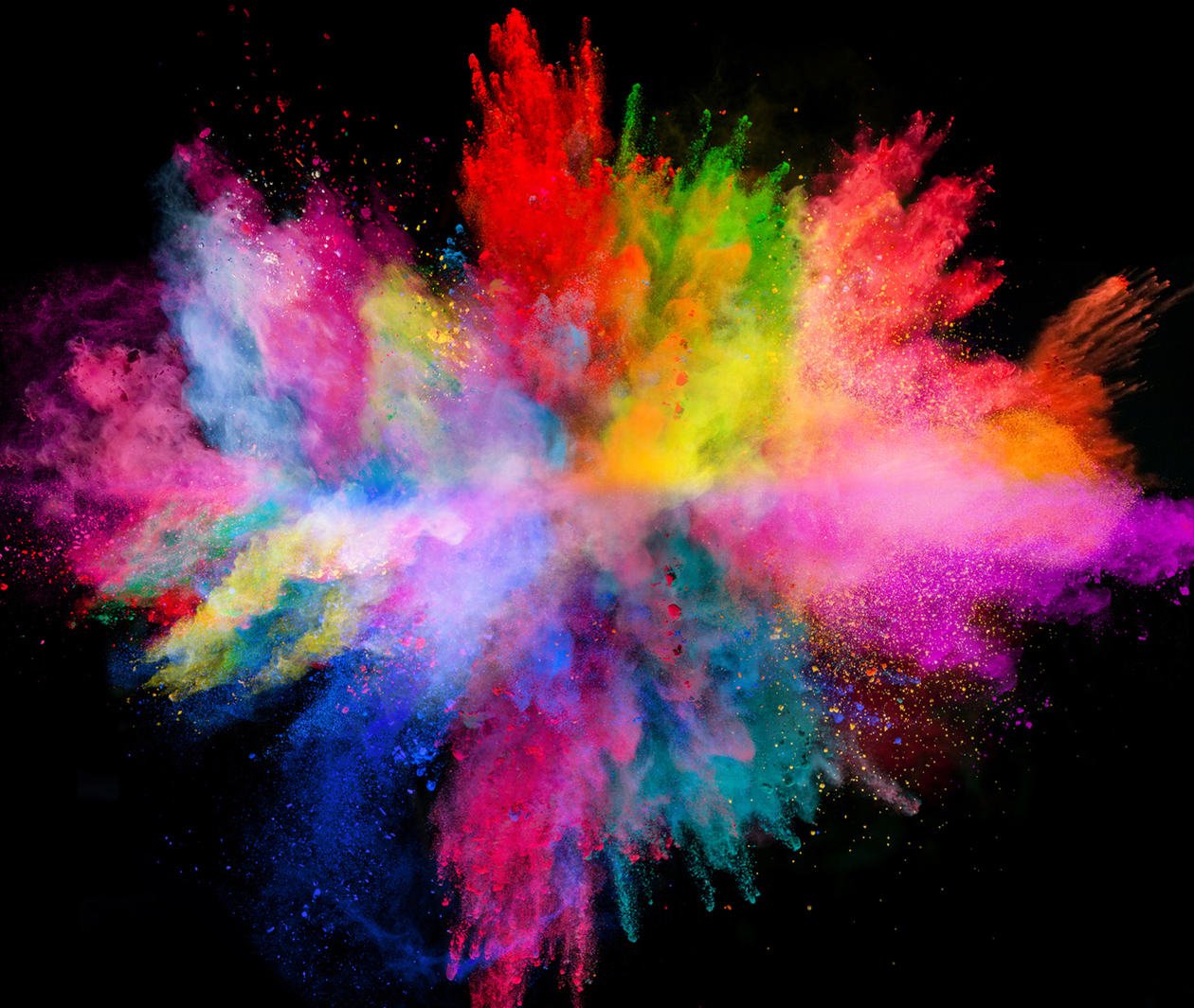 An explosion of coloured powder