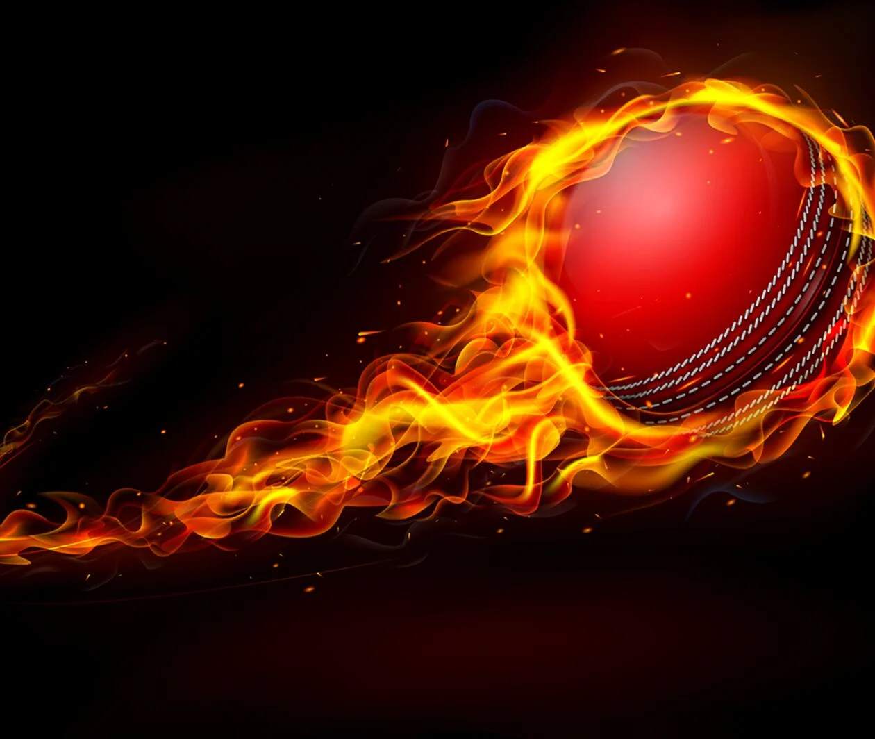 Flaming cricket ball