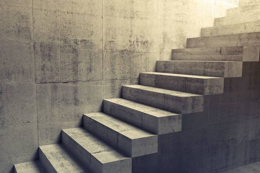 Close up of a set of concrete steps leading upwards