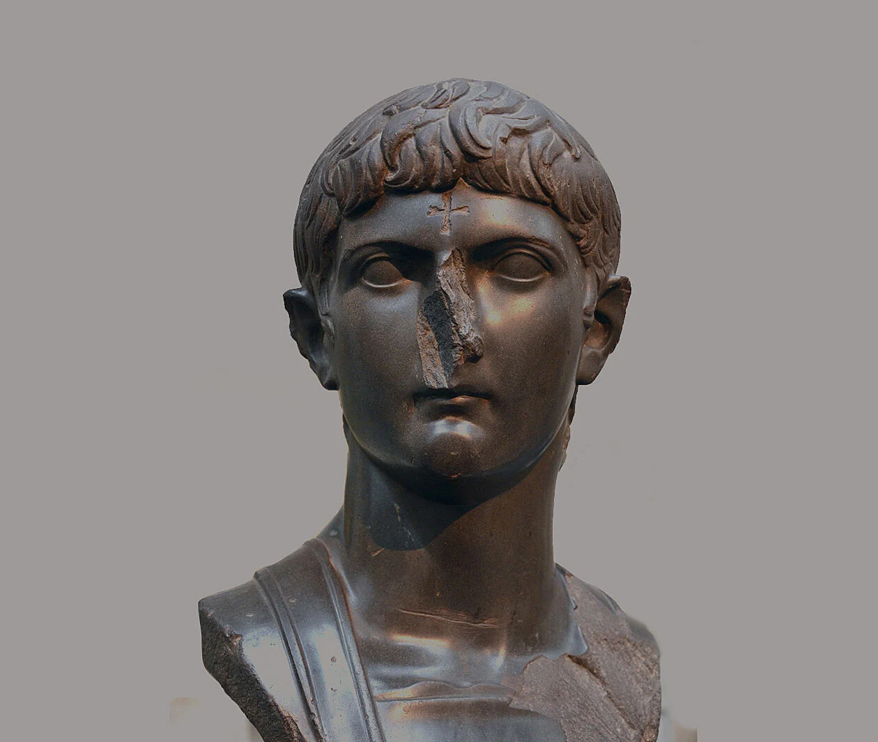 Basalt bust of Germanicus from Egypt mutilated by Christians in late antiquity