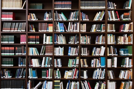 Decorative image of books on a bookshelf