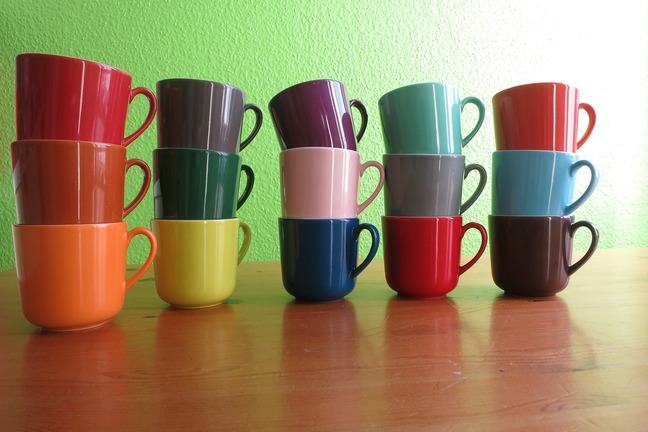 Cups of different colours
