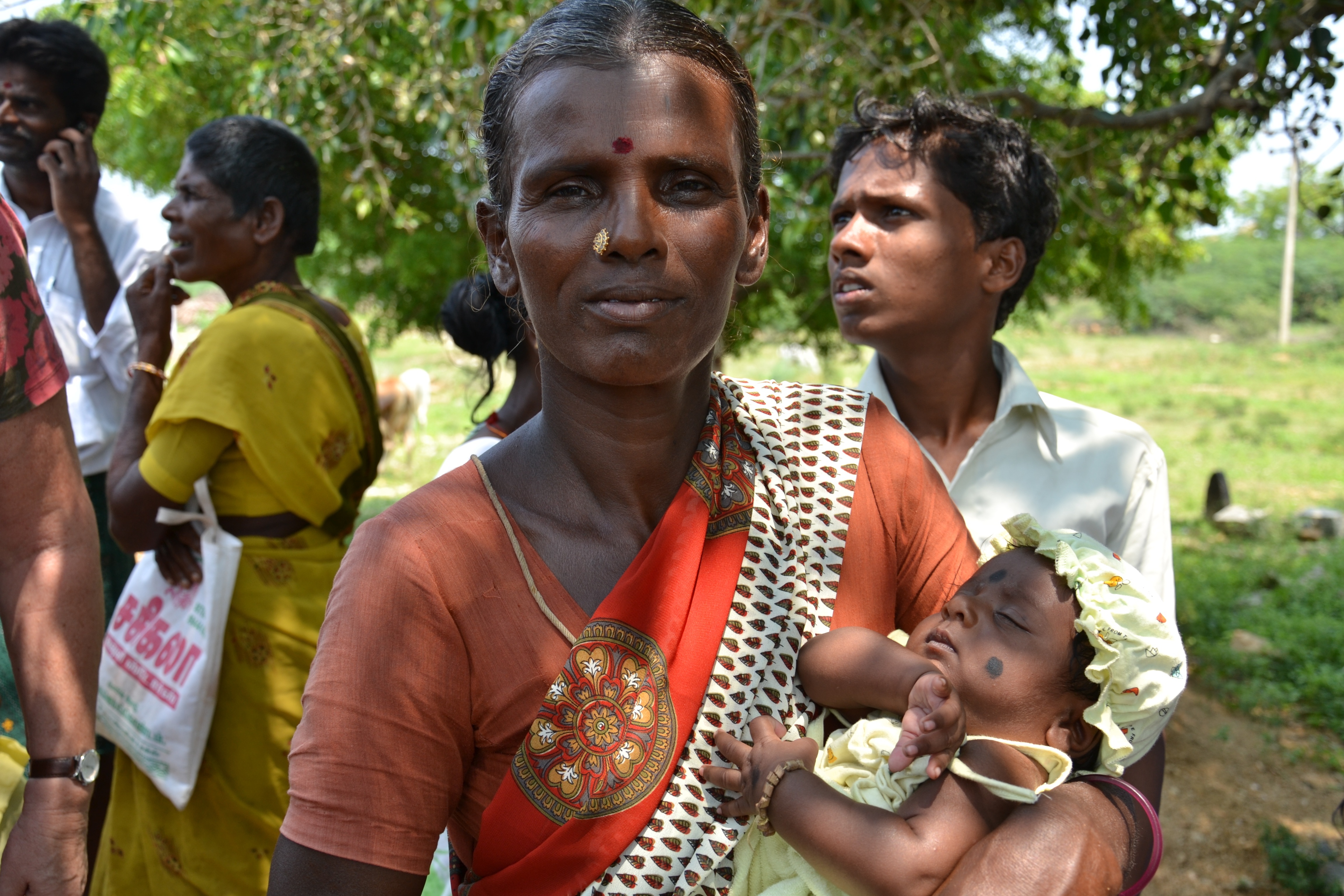 A mother with her infant in India.