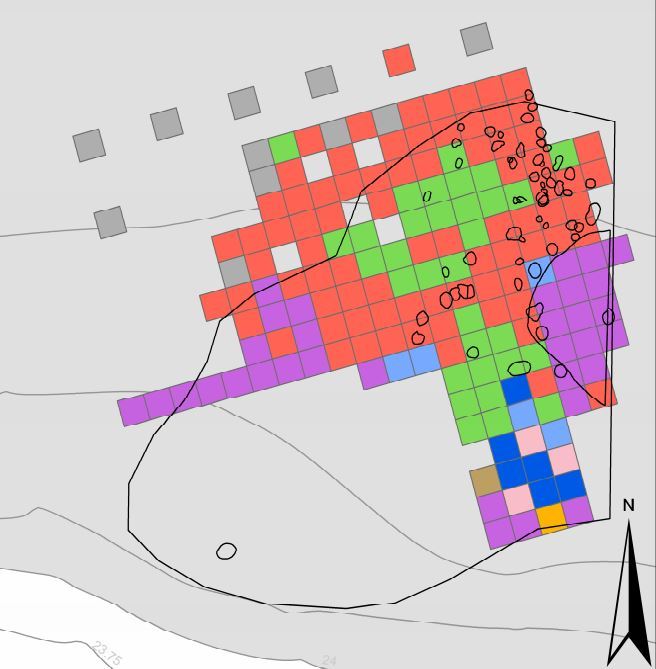 Image resulting from the soil geochemistry analysis undertaken on the site which shows variation in chemical properties