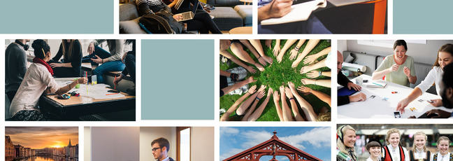 NTNU campus and students studying 