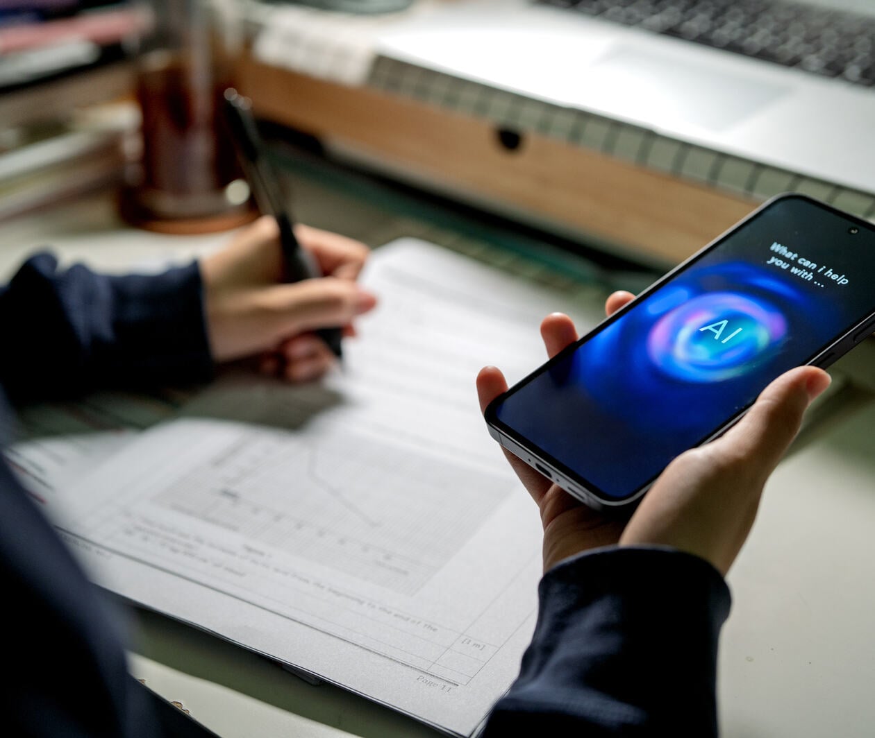 Student Using AI Chatbot While Studying