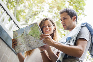 Tourists consulting a map