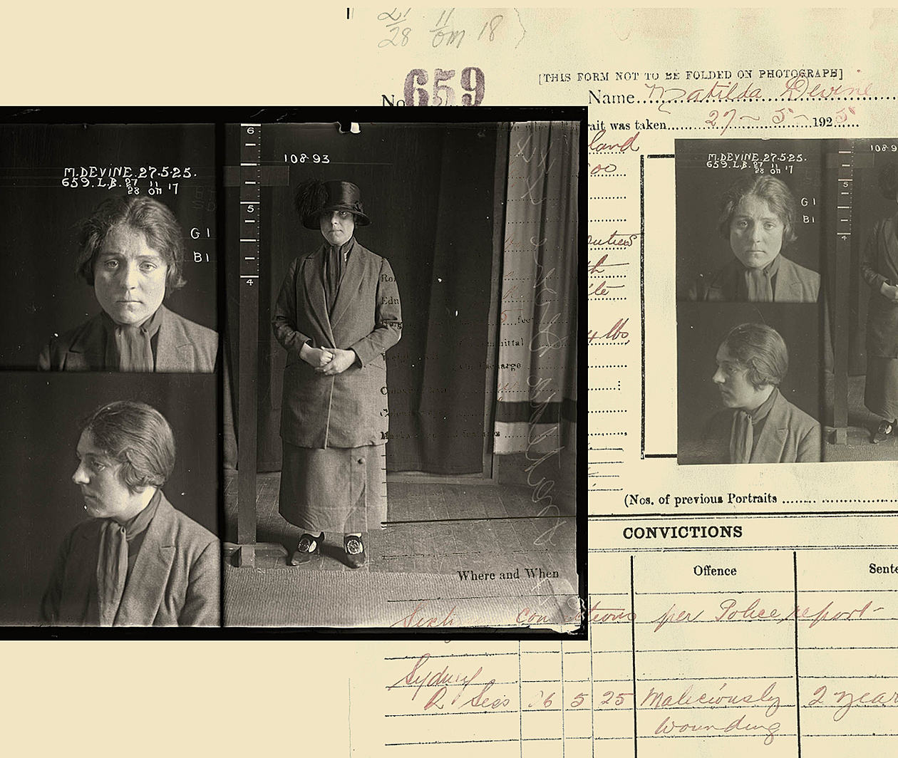 Mugshot of a female criminal in the 1930s