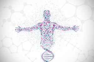 A pictorial representation of the effect of drugs, exercise and food on metabolism in man. The image suggests the combined effect of the genome, metabolites and the environment.