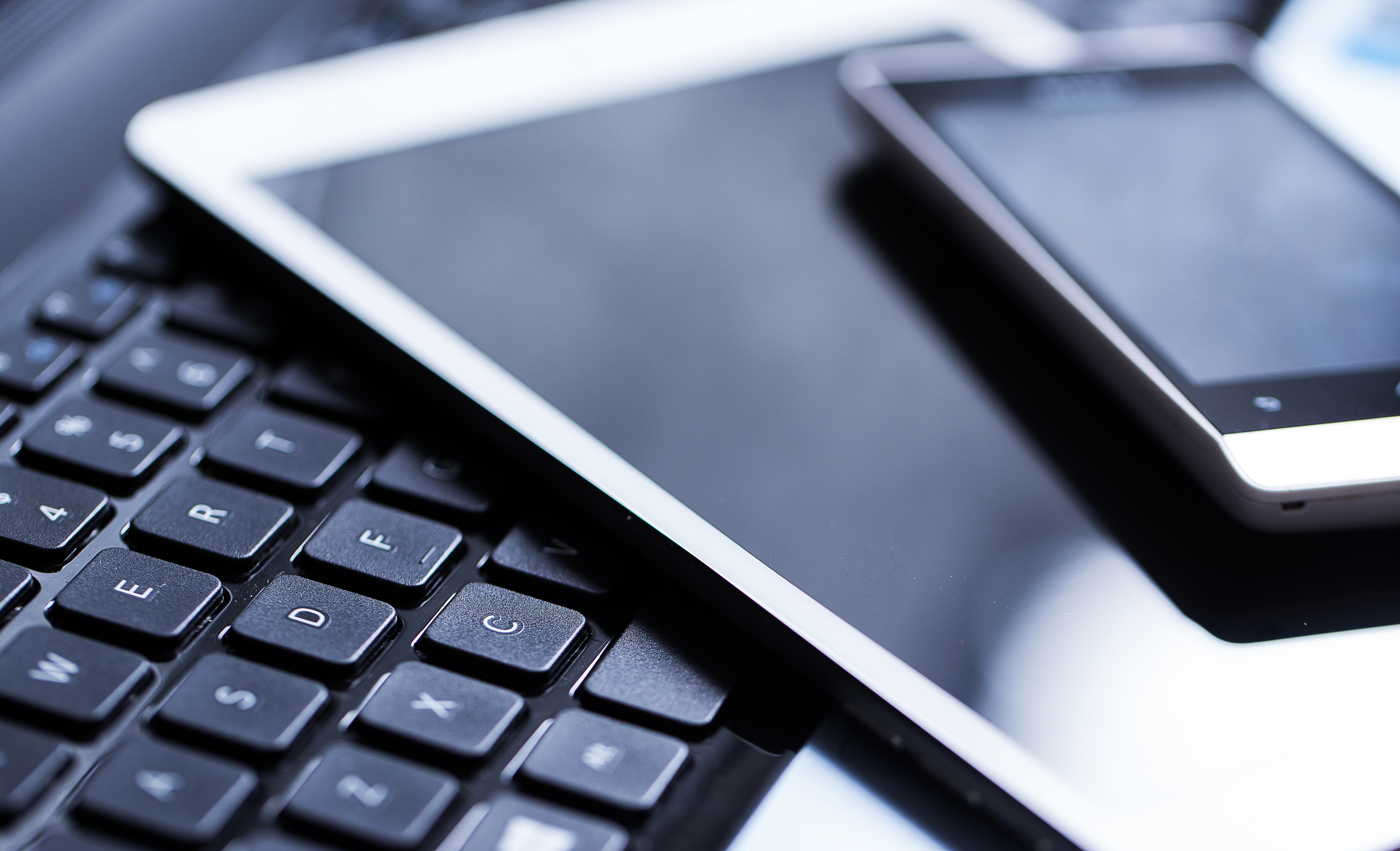 Laptop, phone and tablet