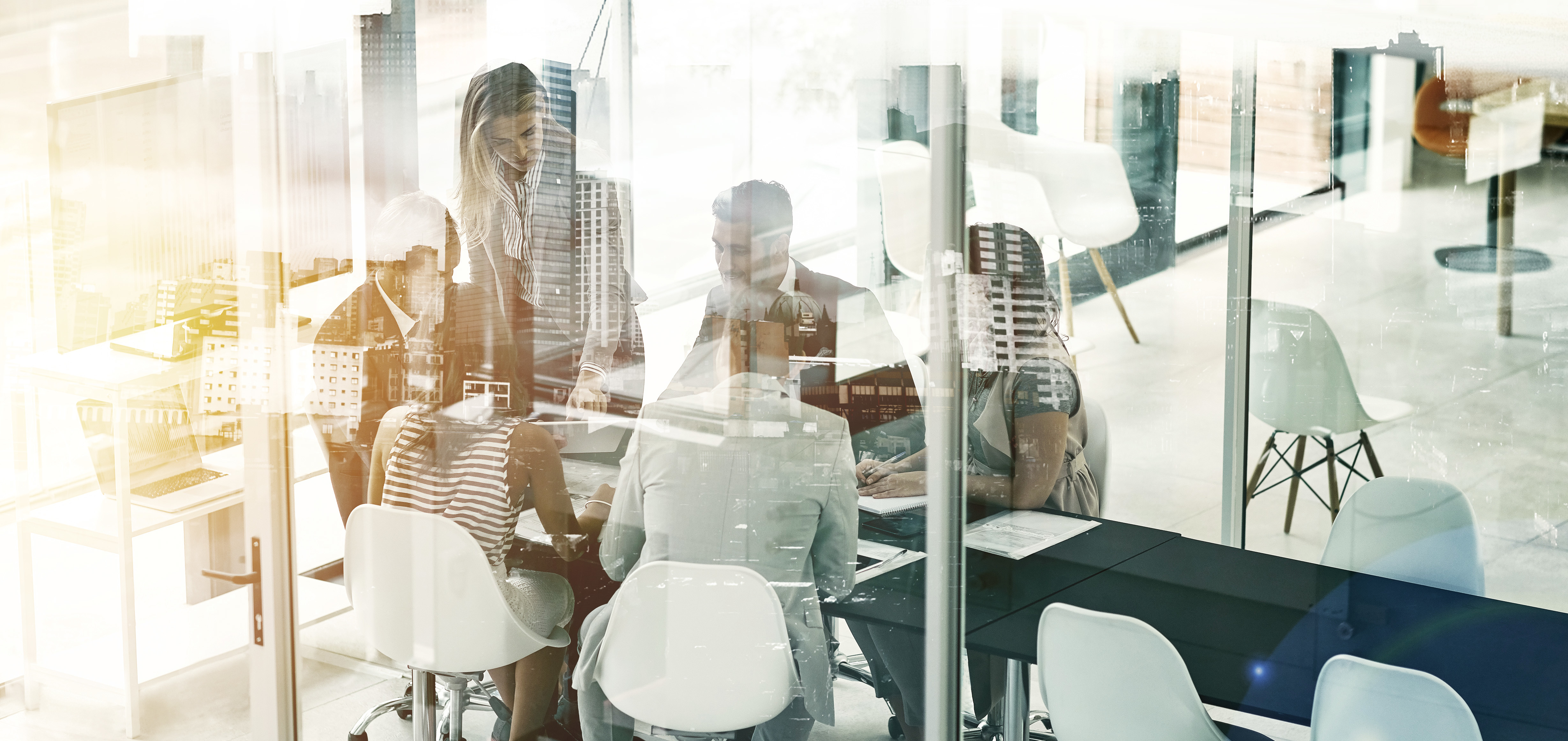 Business people in futuristic office