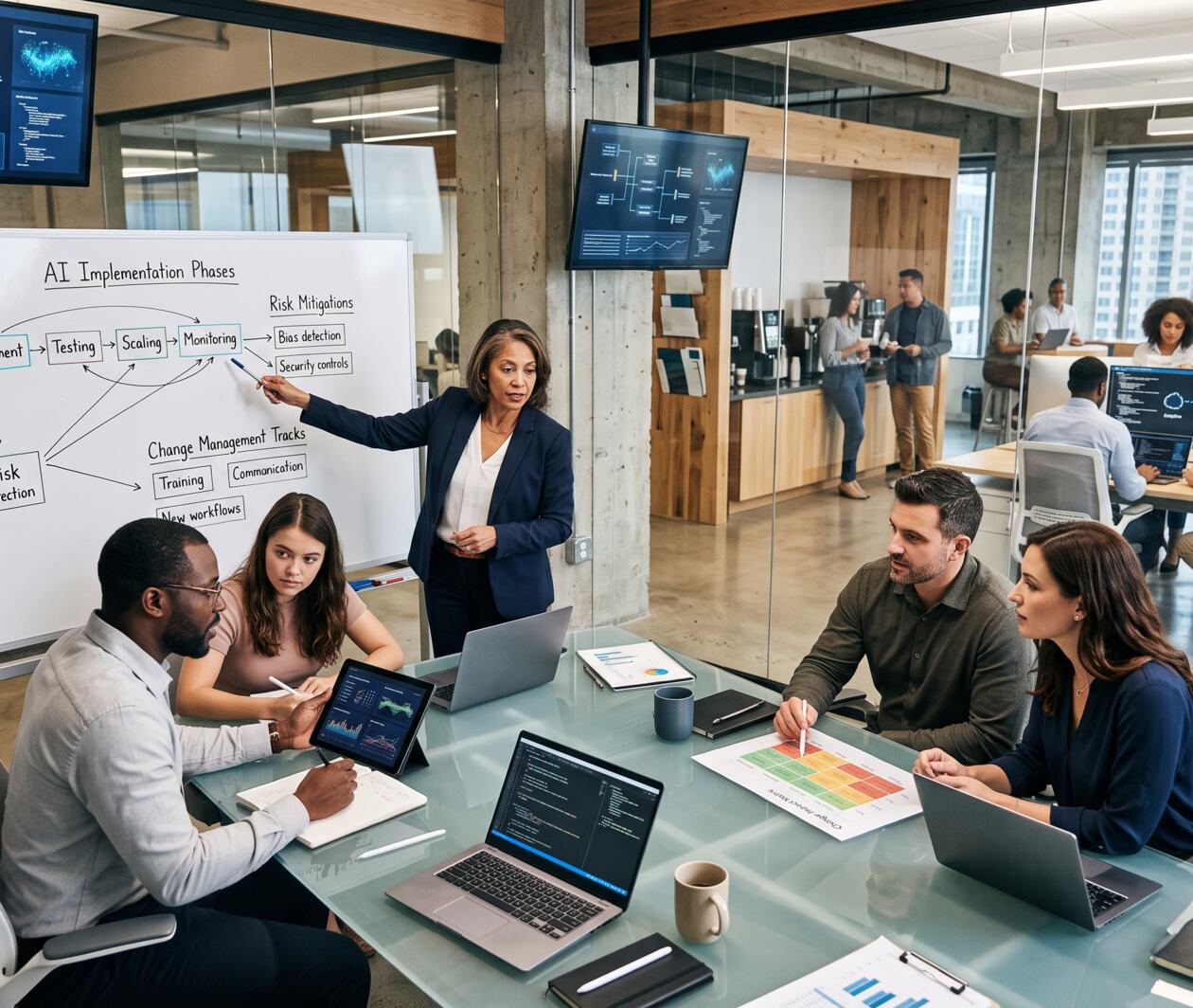 Woman at a white board teaching in a conference room