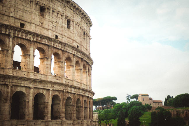 Side of the Colosseum showing the detail in the arcades