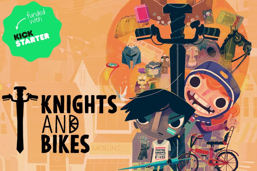 Knights and Bikes logo with Kickstarter logo