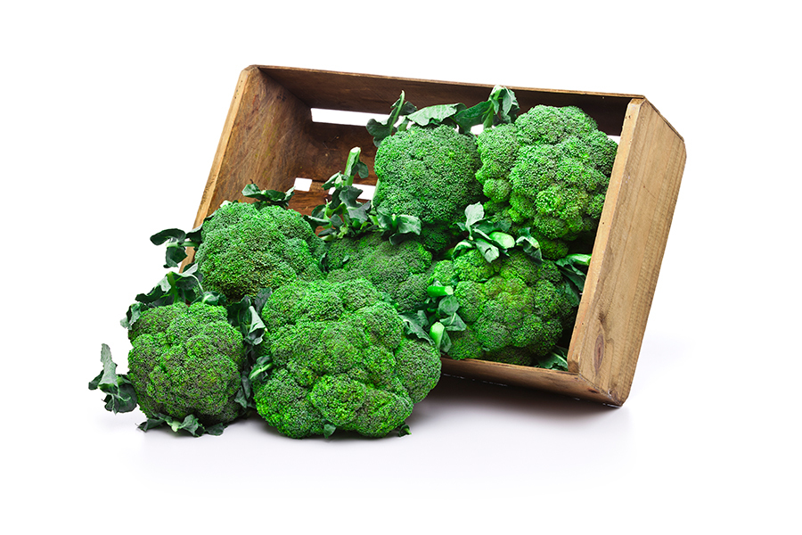 Broccoli in a wooden crate