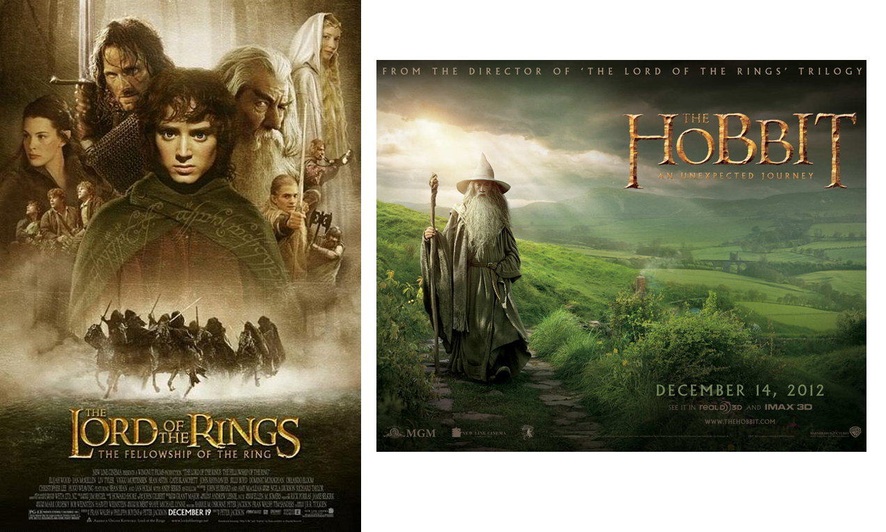 Two movies posters: The Lord of the Rings & The Hobbit