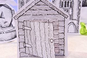 Line drawings of the enterprise shed, Newcastle Uni campus and local landmarks.