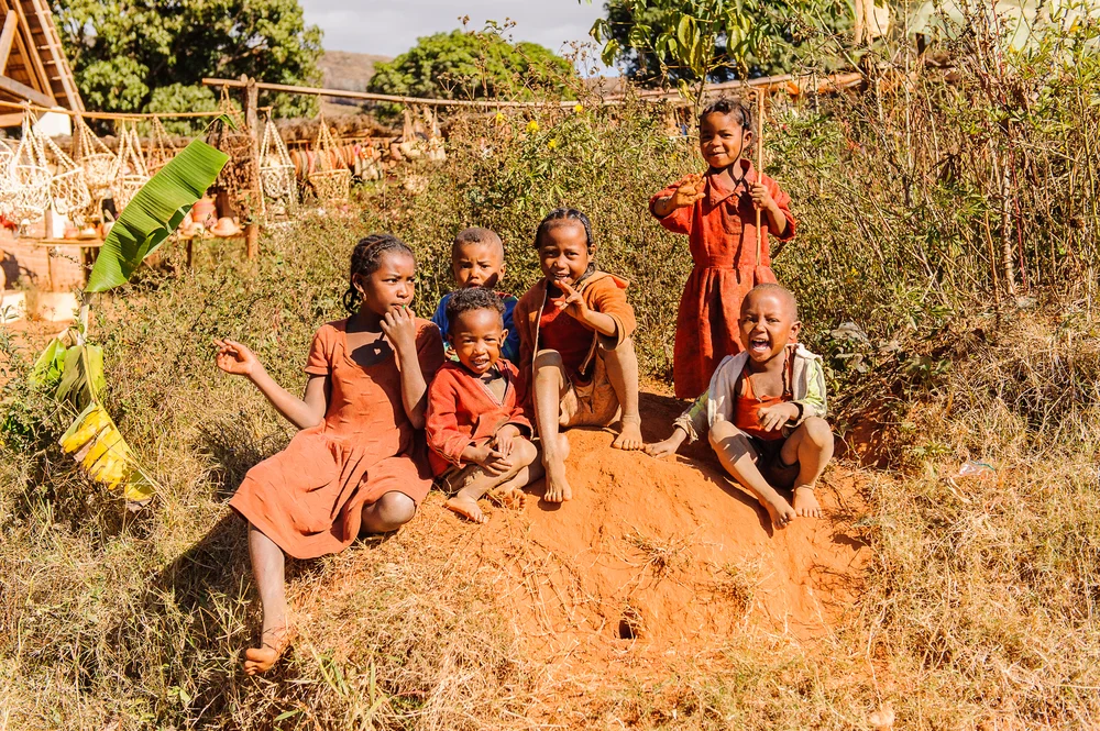 Madagascar children play in the street