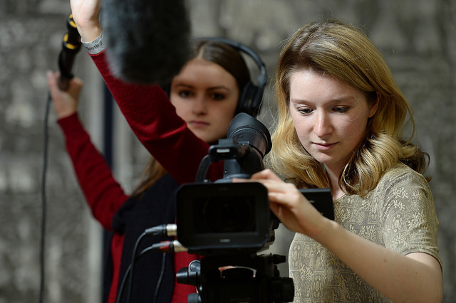 Students making a film