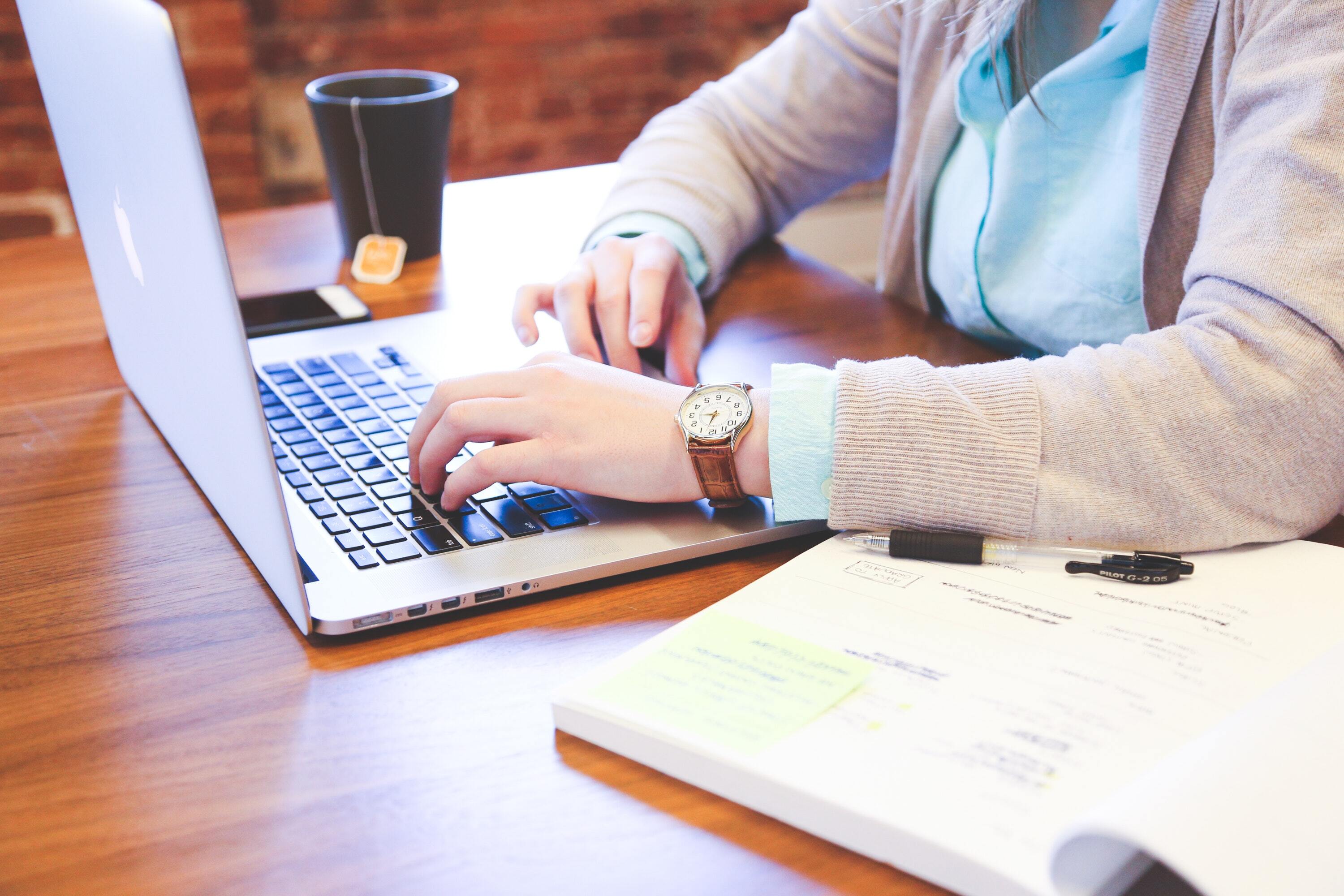 A person studying on their laptop.