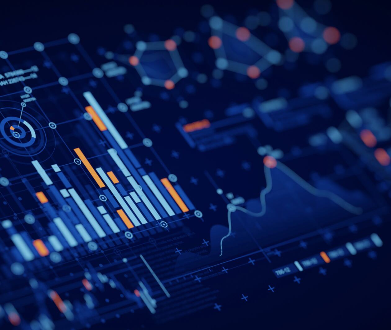 Abstract illustration of a business dashboard with charts and data visualisations.
