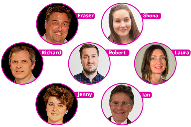 Members of the team Richard, Fraser, Jenny, Laura, Rachel, Patrick and Ian