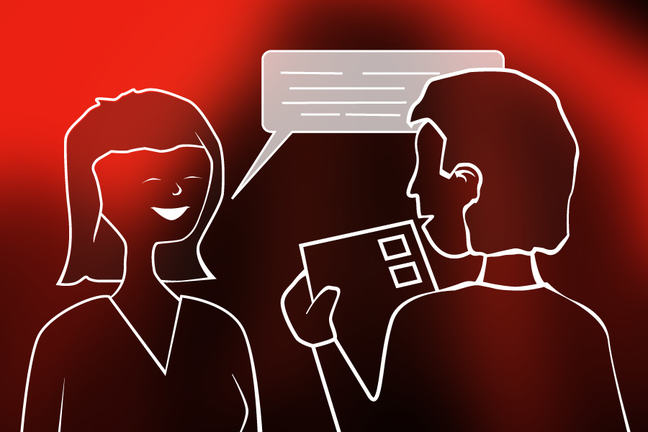 2 people conversing