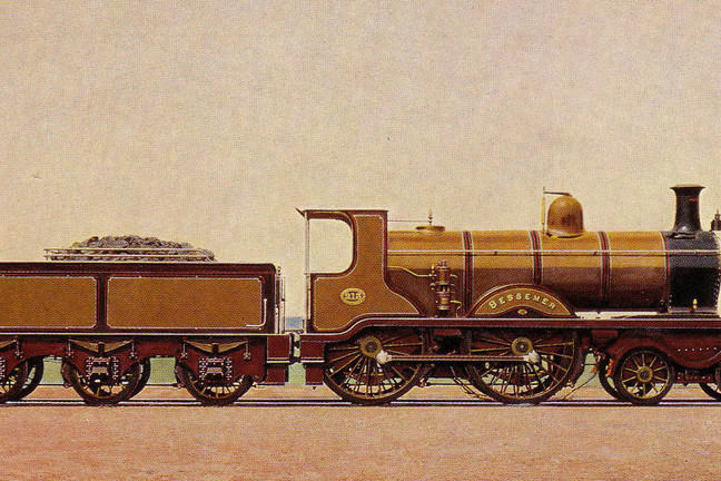 Colour postcard of a steam locomotive