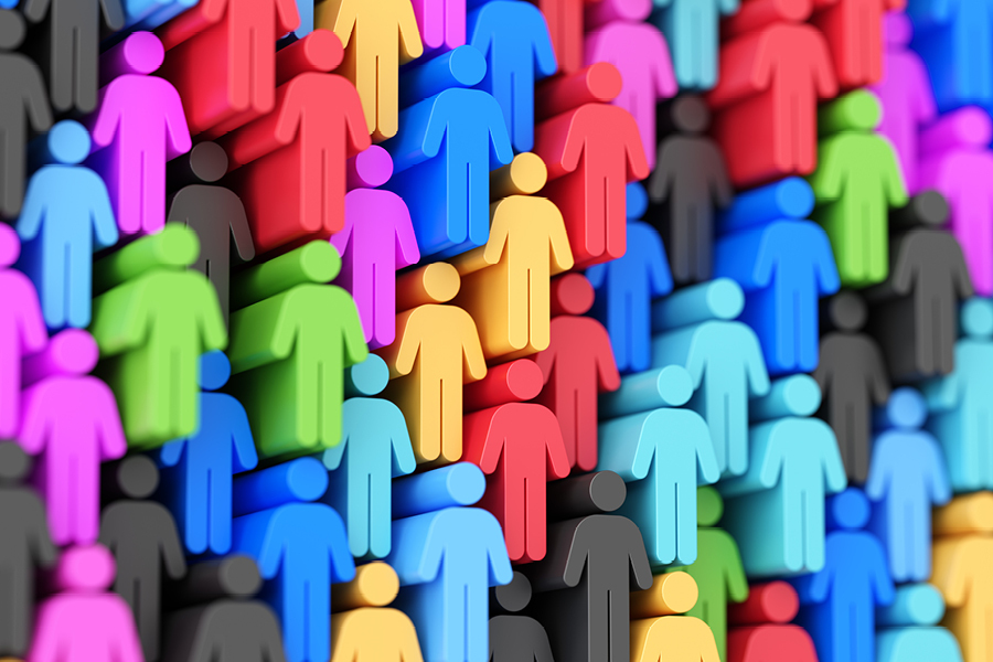 Group of multicolor 3D people icons