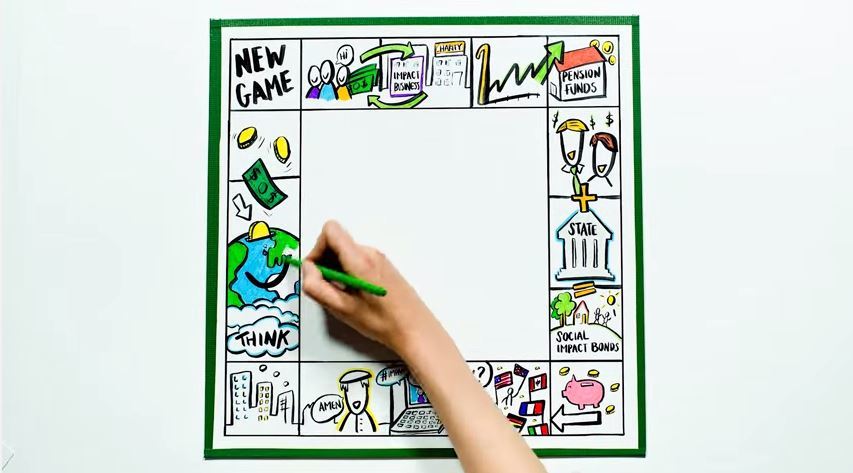 Hand drawing on a social impact game board