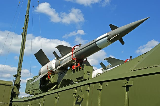 Russian anti-aircraft missiles 5V27DE against the sky