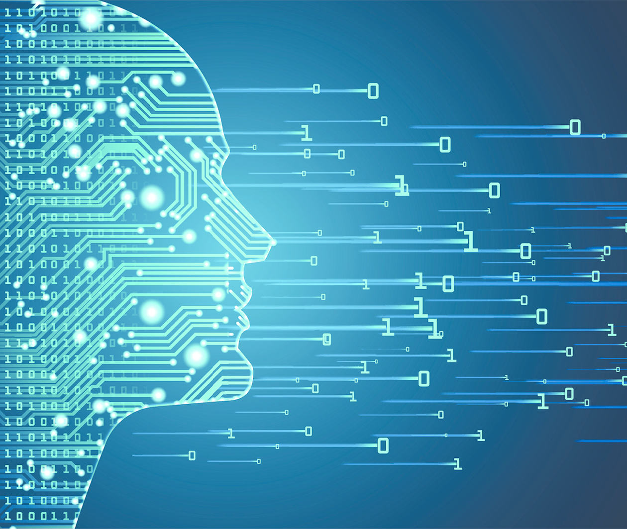 Face with binary numbers 