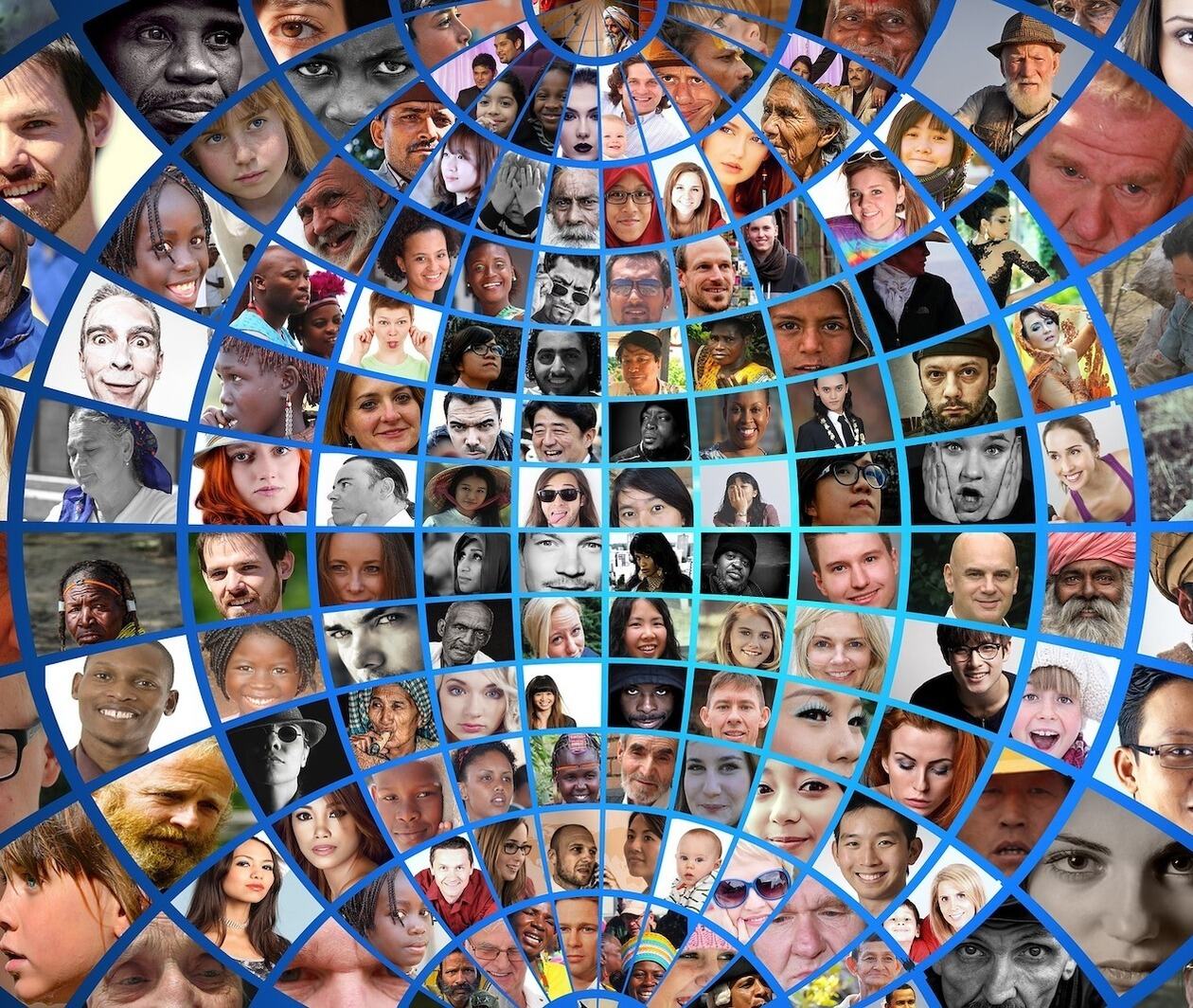 An image comprised of multiple pictures of diverse people