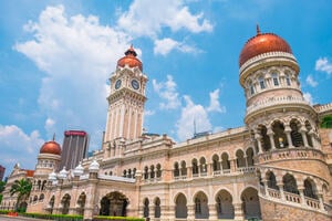 view of the cityscape and dataran merdeka the historical place in the city.